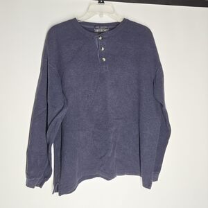 Vintage John Ashford Blue Henley Long Sleeve